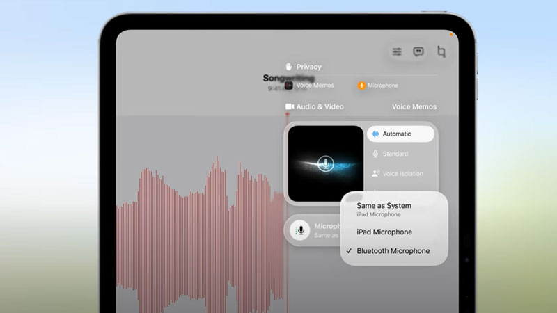 iPadでアプリごとに入力マイクの設定が可能に