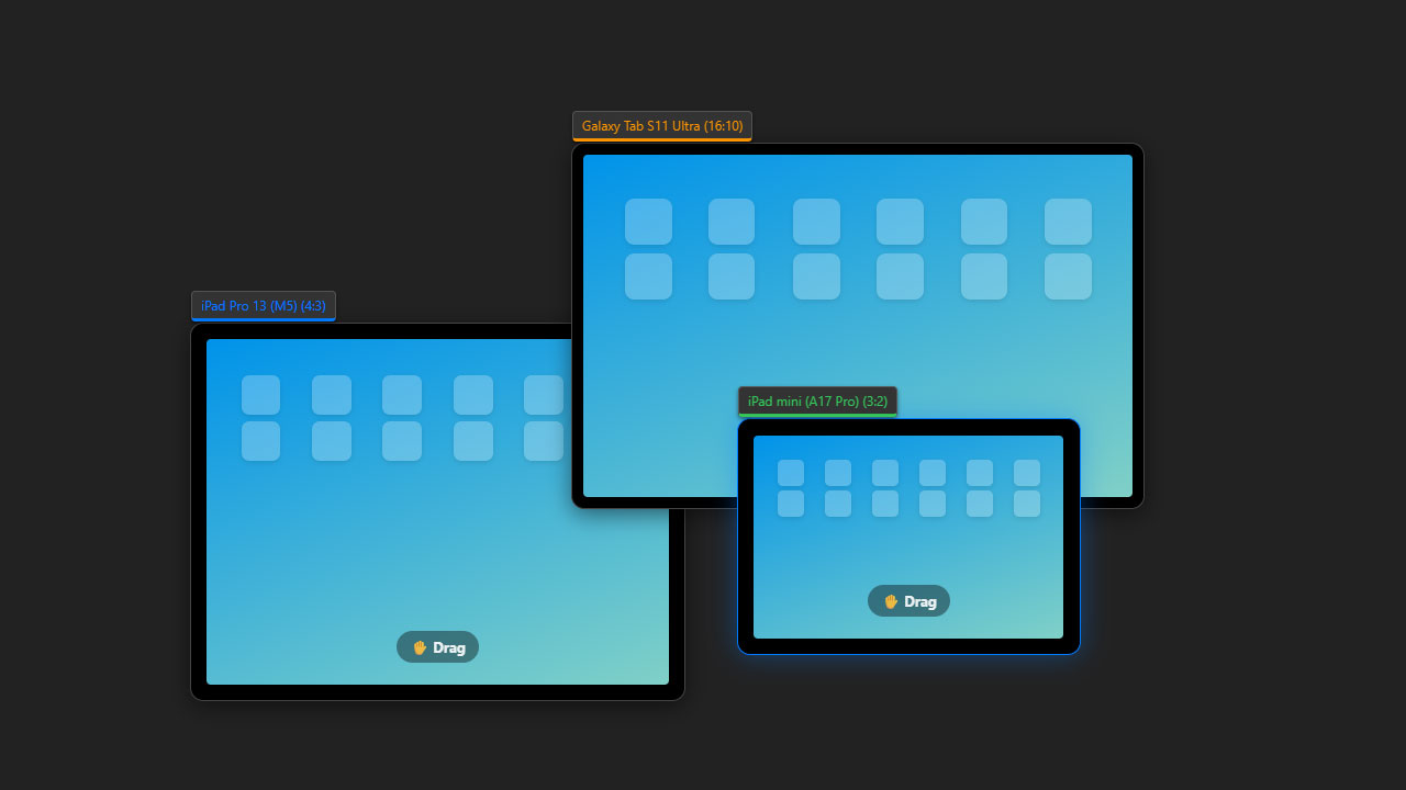 タブレットシミュレーションで自由に配置