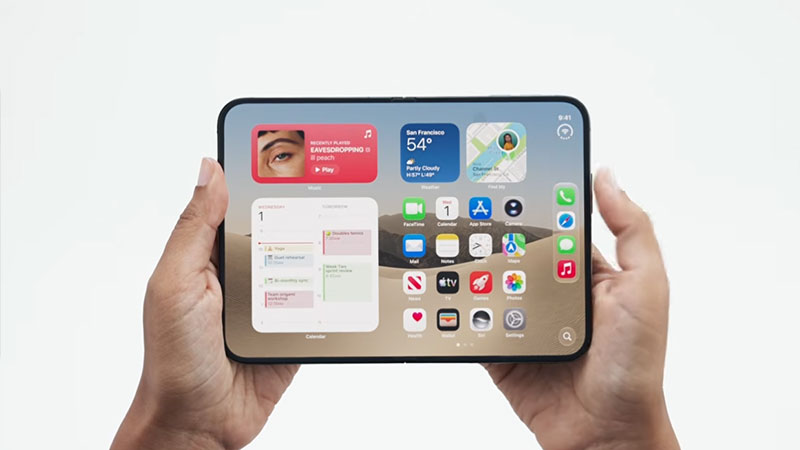 iPhone Duoのホーム画面と右端に縦並びのDock