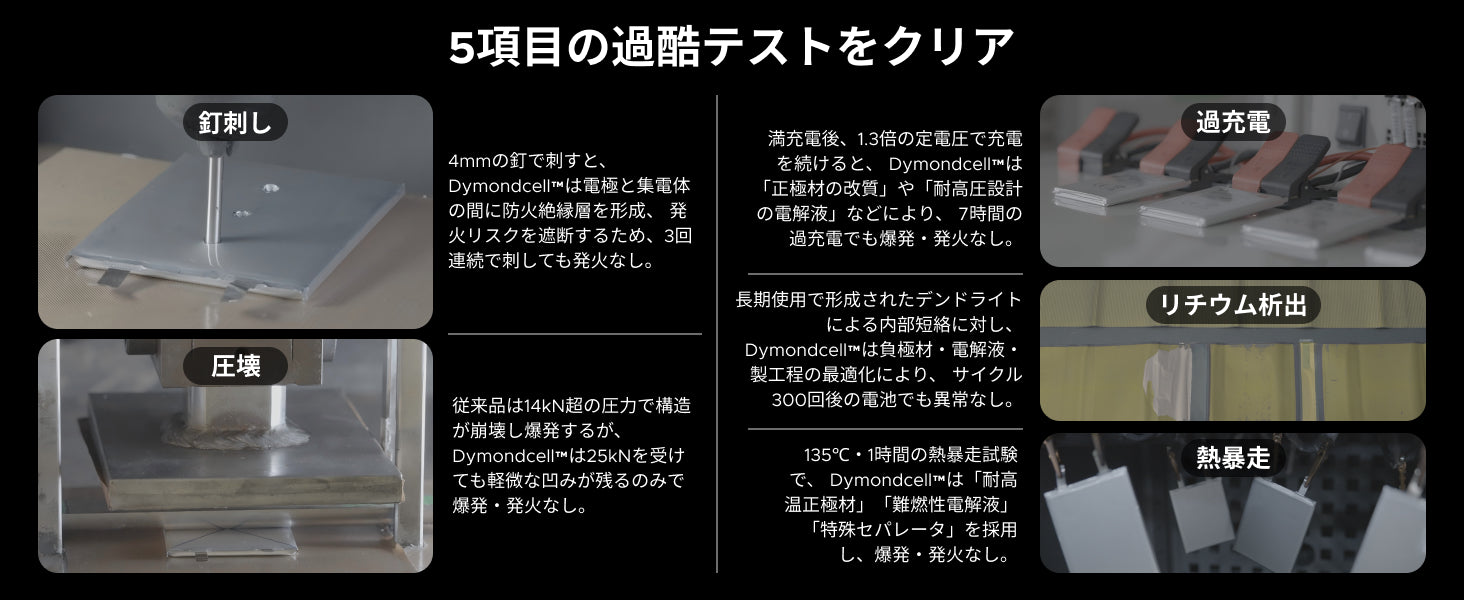 Dymondcell 5項目の過酷テスト